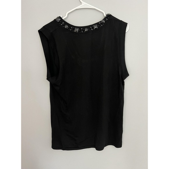 Michael Simon Shirt Womens XL Black Beaded Embellished Sleeveless Tank Top Rayon - Picture 2 of 12